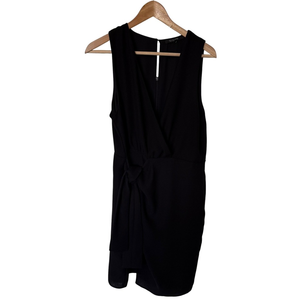 19 Cooper Wrap Dress Women M Black Excellent Sleeveless V-Neck Side Tie Mini